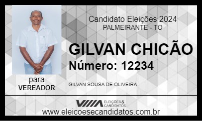 Candidato GILVAN CHICÃO 2024 - PALMEIRANTE - Eleições