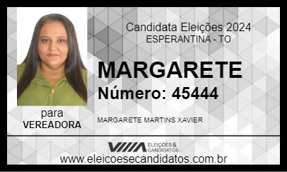 Candidato MARGARETE 2024 - ESPERANTINA - Eleições