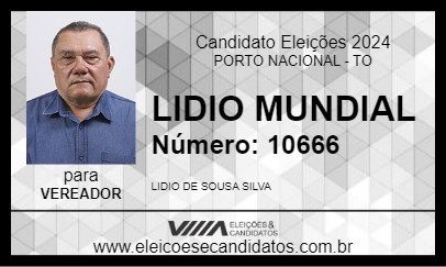 Candidato LIDIO MUNDIAL 2024 - PORTO NACIONAL - Eleições