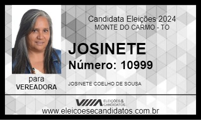 Candidato JOSINETE 2024 - MONTE DO CARMO - Eleições