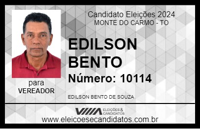 Candidato EDILSON BENTO 2024 - MONTE DO CARMO - Eleições