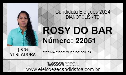 Candidato ROSY DO BAR 2024 - DIANÓPOLIS - Eleições