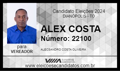 Candidato ALEX COSTA 2024 - DIANÓPOLIS - Eleições