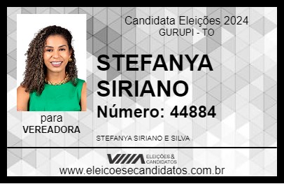 Candidato STEFANYA SIRIANO 2024 - GURUPI - Eleições