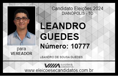 Candidato LEANDRO GUEDES 2024 - DIANÓPOLIS - Eleições