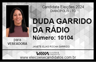 Candidato DUDA GARRIDO DA RÁDIO 2024 - DIANÓPOLIS - Eleições