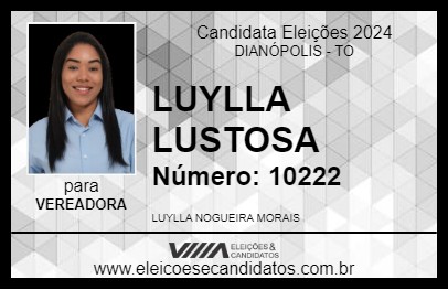 Candidato LUYLLA LUSTOSA 2024 - DIANÓPOLIS - Eleições