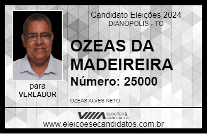 Candidato OZEAS DA MADEIREIRA 2024 - DIANÓPOLIS - Eleições