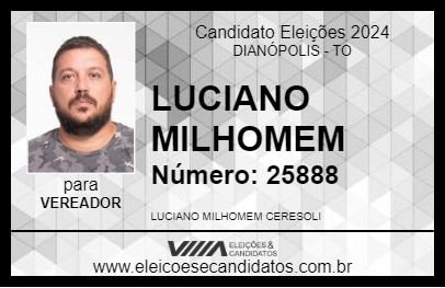 Candidato LUCIANO MILHOMEM 2024 - DIANÓPOLIS - Eleições