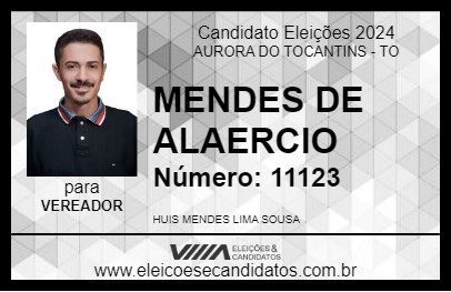 Candidato MENDES DE ALAERCIO 2024 - AURORA DO TOCANTINS - Eleições