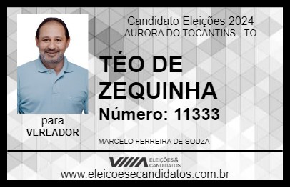 Candidato TÉO DE ZEQUINHA 2024 - AURORA DO TOCANTINS - Eleições