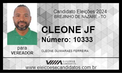 Candidato CLEONE JF 2024 - BREJINHO DE NAZARÉ - Eleições