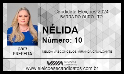 Candidato NÉLIDA 2024 - BARRA DO OURO - Eleições