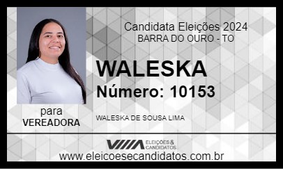 Candidato WALESKA 2024 - BARRA DO OURO - Eleições