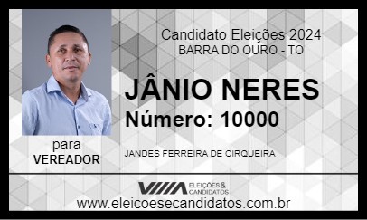 Candidato JÂNIO NERES 2024 - BARRA DO OURO - Eleições