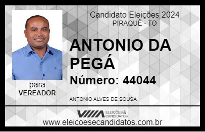 Candidato ANTONIO DA PEGÁ 2024 - PIRAQUÊ - Eleições