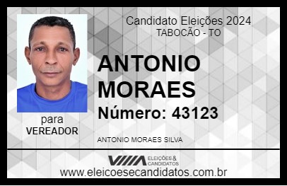 Candidato ANTONIO MORAES 2024 - TABOCÃO - Eleições