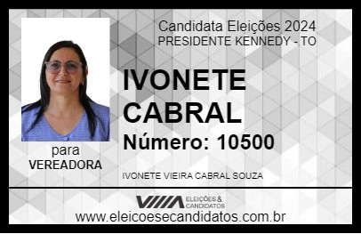 Candidato IVONETE CABRAL 2024 - PRESIDENTE KENNEDY - Eleições