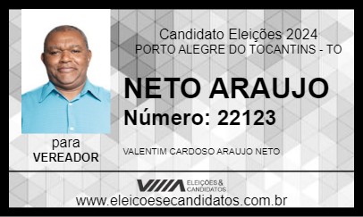 Candidato NETO ARAUJO 2024 - PORTO ALEGRE DO TOCANTINS - Eleições