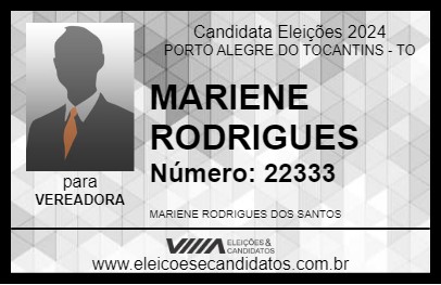 Candidato MARIENE RODRIGUES 2024 - PORTO ALEGRE DO TOCANTINS - Eleições