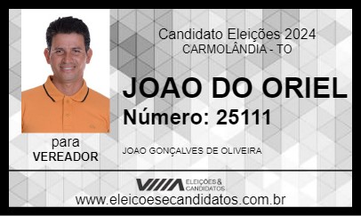 Candidato JOAO DO ORIEL 2024 - CARMOLÂNDIA - Eleições