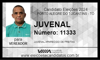 Candidato JUVENAL 2024 - PORTO ALEGRE DO TOCANTINS - Eleições