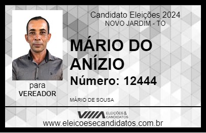 Candidato MÁRIO DO ANÍZIO 2024 - NOVO JARDIM - Eleições