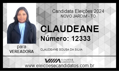 Candidato CLAUDEANE 2024 - NOVO JARDIM - Eleições