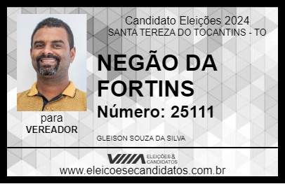 Candidato NEGÃO DA FORTINS 2024 - SANTA TEREZA DO TOCANTINS - Eleições