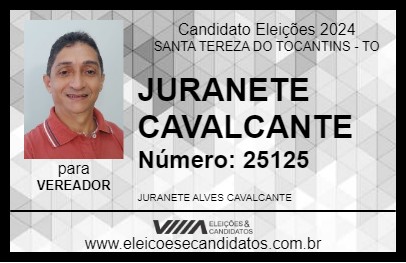 Candidato JURANETE CAVALCANTE 2024 - SANTA TEREZA DO TOCANTINS - Eleições