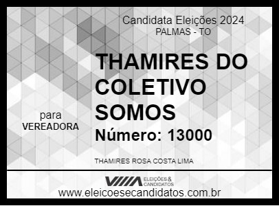 Candidato THAMIRES DO COLETIVO SOMOS 2024 - PALMAS - Eleições