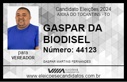 Candidato GASPAR DA BIODISEL 2024 - AXIXÁ DO TOCANTINS - Eleições