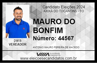 Candidato MAURO DO BONFIM 2024 - AXIXÁ DO TOCANTINS - Eleições