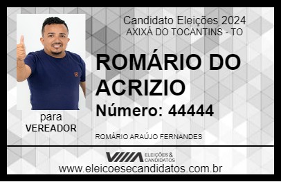 Candidato ROMÁRIO DO ACRIZIO 2024 - AXIXÁ DO TOCANTINS - Eleições