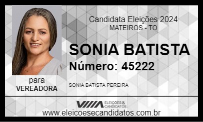 Candidato SONIA BATISTA 2024 - MATEIROS - Eleições