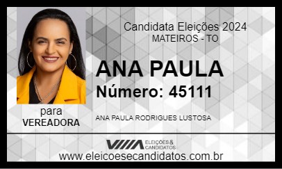 Candidato ANA PAULA 2024 - MATEIROS - Eleições