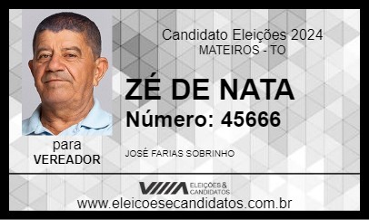 Candidato ZÉ DE NATA 2024 - MATEIROS - Eleições