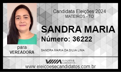 Candidato SANDRA MARIA 2024 - MATEIROS - Eleições