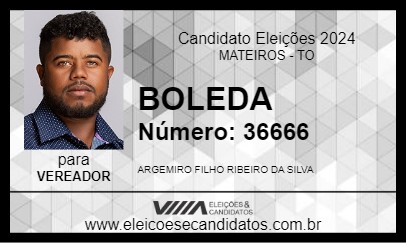 Candidato BOLEDA 2024 - MATEIROS - Eleições