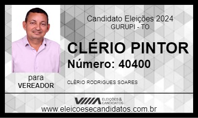 Candidato CLÉRIO PINTOR 2024 - GURUPI - Eleições