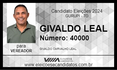 Candidato GIVALDO LEAL 2024 - GURUPI - Eleições