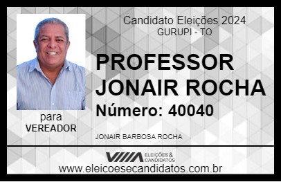 Candidato PROFESSOR JONAIR ROCHA 2024 - GURUPI - Eleições