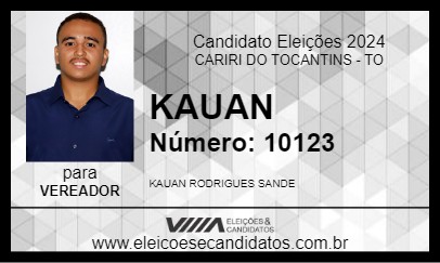 Candidato KAUAN 2024 - CARIRI DO TOCANTINS - Eleições