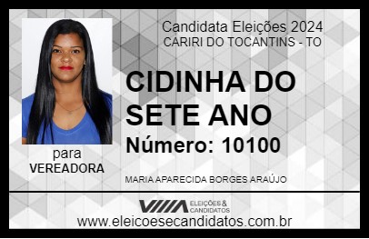 Candidato CIDINHA DO SETE ANO 2024 - CARIRI DO TOCANTINS - Eleições