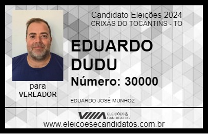 Candidato EDUARDO DUDU 2024 - CRIXÁS DO TOCANTINS - Eleições