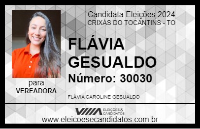 Candidato FLÁVIA GESUALDO 2024 - CRIXÁS DO TOCANTINS - Eleições