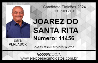 Candidato JOAREZ DO SANTA RITA 2024 - GURUPI - Eleições