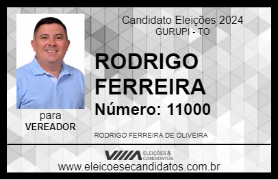 Candidato RODRIGO FERREIRA 2024 - GURUPI - Eleições