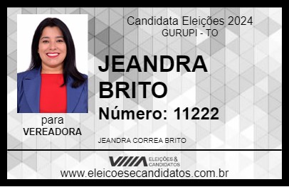 Candidato JEANDRA BRITO 2024 - GURUPI - Eleições