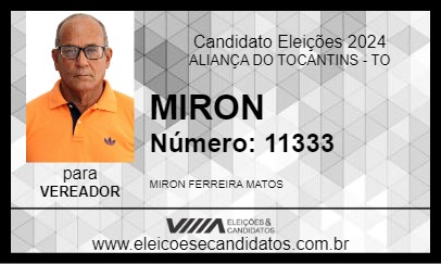 Candidato MIRON 2024 - ALIANÇA DO TOCANTINS - Eleições